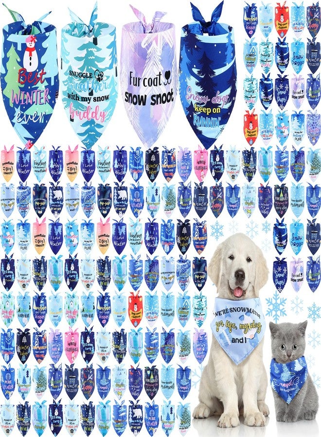 Kacctyen 200 Pcs Bulk Winter Dog Bandanas -Pet Scarfs Adjustable Washable Bibs, Triangle Kerchief Costume Accessories for Dogs Cats, Pet Grooming Supplies (25x17x17 Inches) - Image 1